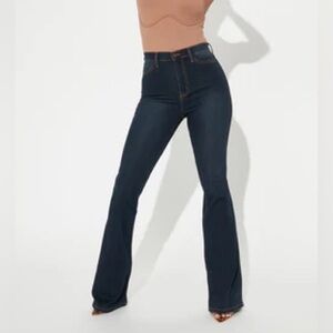 TALL Fashion Nova Flare Jeans Dark Wash High Waisted
